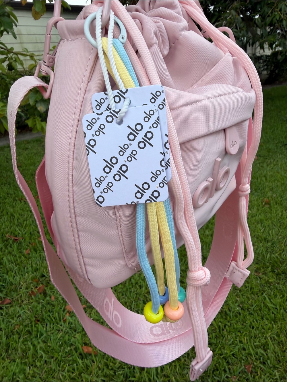 ALO Yoga Blush Pink Drawstring Mini Bucket Bag - Picture 8 of 16